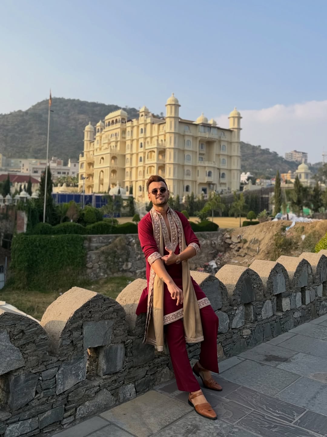 Maroon Festive Kurta with Dupatta