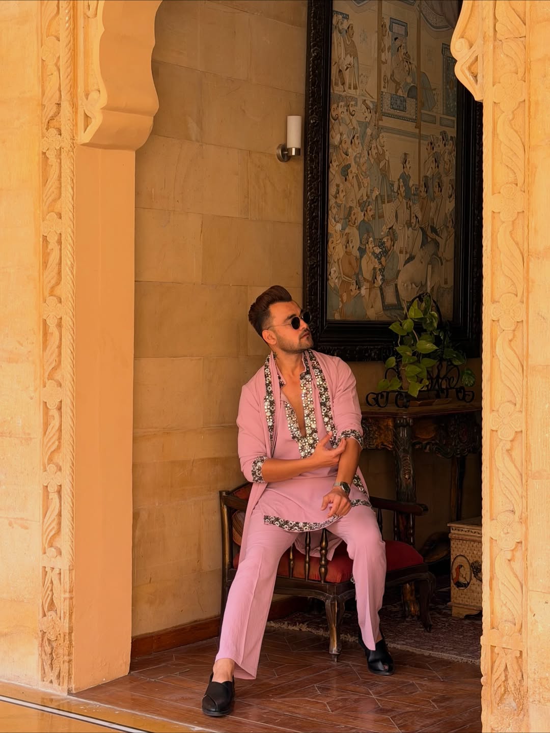 Elite Lavender Festive Kurta with Dupatta