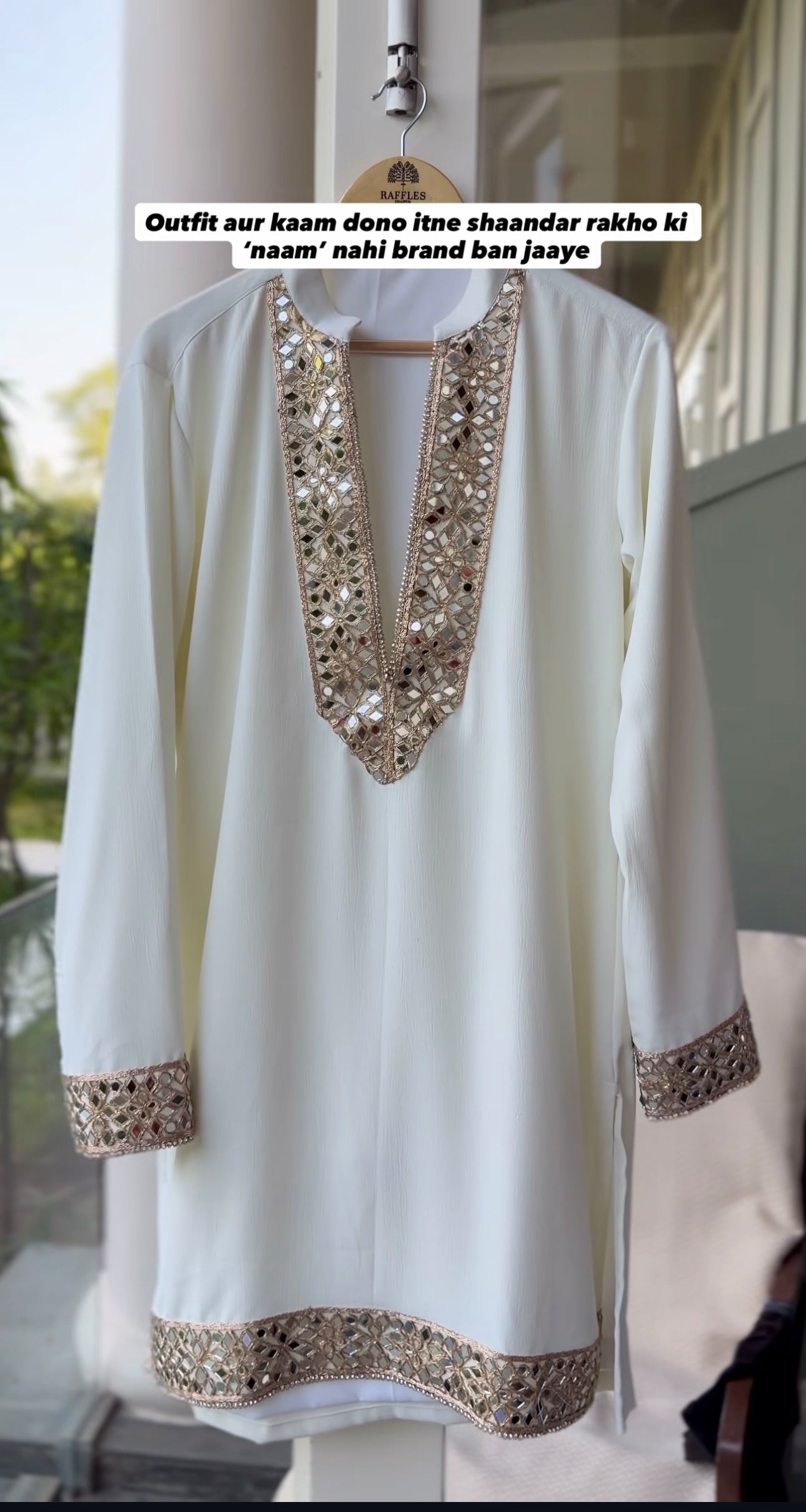 White Mirror-Work Mens Kurta With Duppta – Premium Festive & Wedding Collection