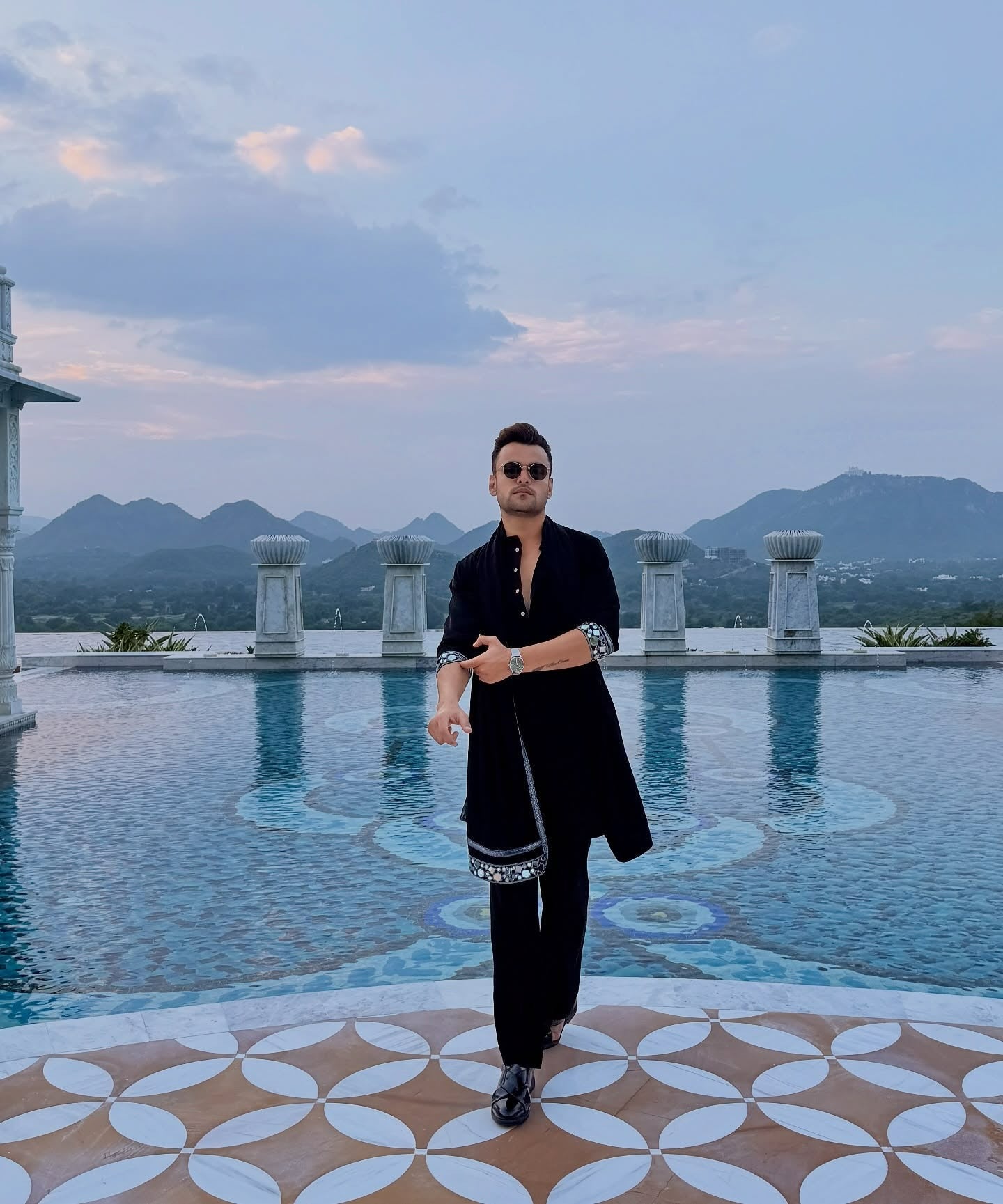 Premium Black Mirror-Work Men’s Kurta With Duppta