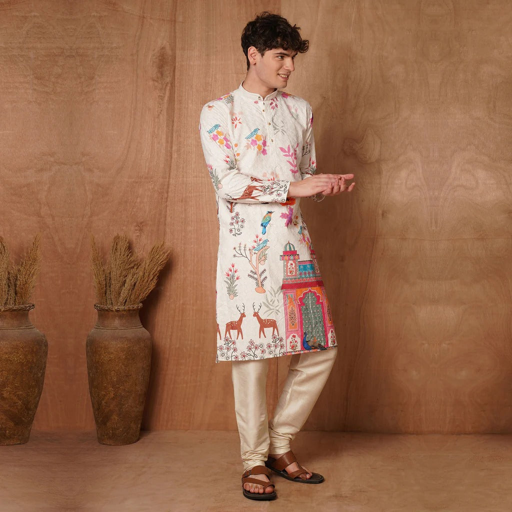 Nature-Inspired Elegance in Ivory Kurta 🌿