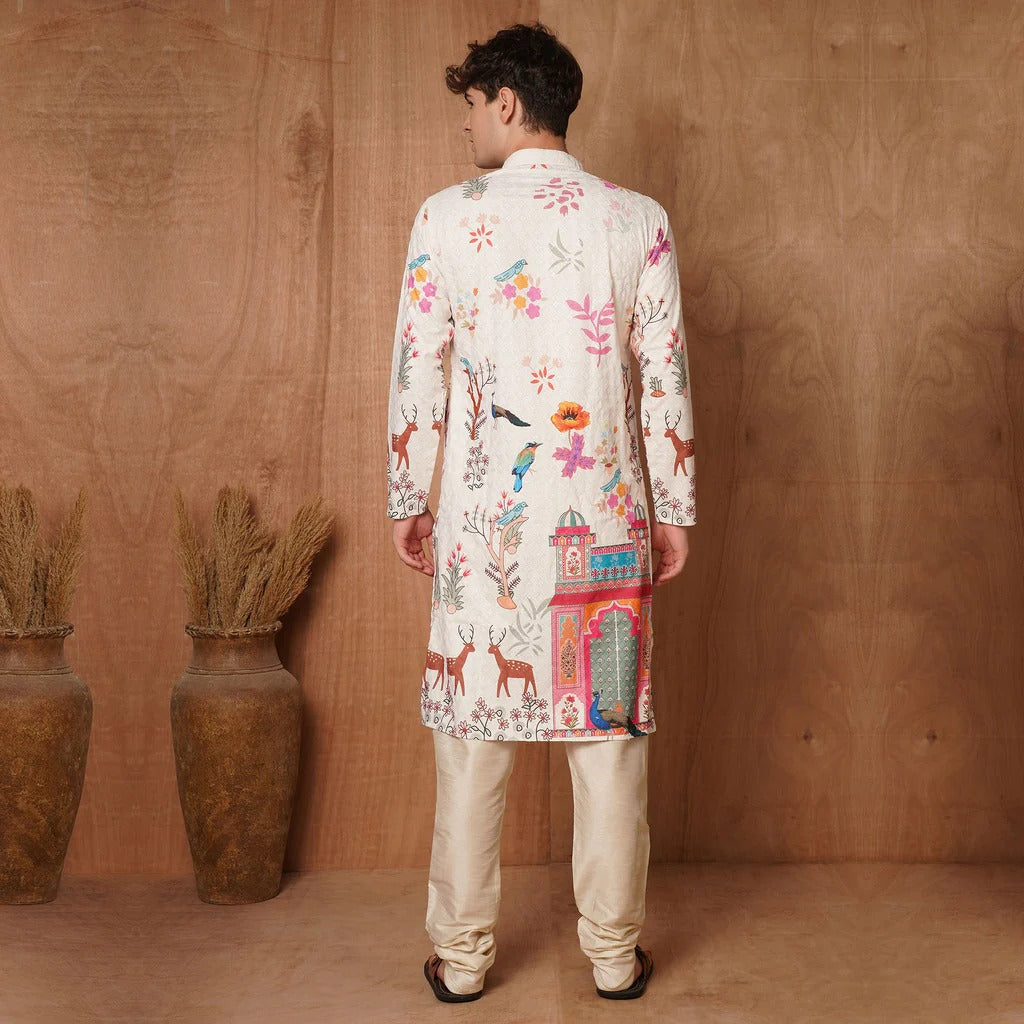 Nature-Inspired Elegance in Ivory Kurta 🌿