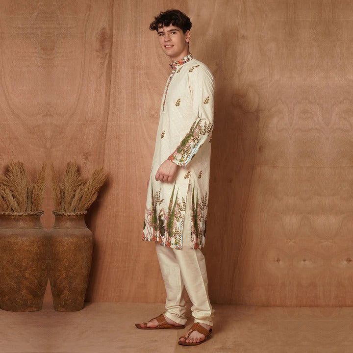 Timeless Ivory Kurta with Nature-Inspired Detailing 🌸