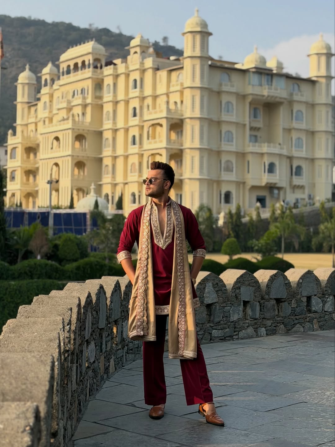 Maroon Festive Kurta with Dupatta