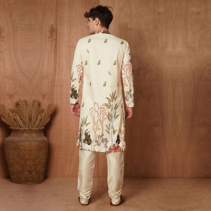 Timeless Ivory Kurta with Nature-Inspired Detailing 🌸