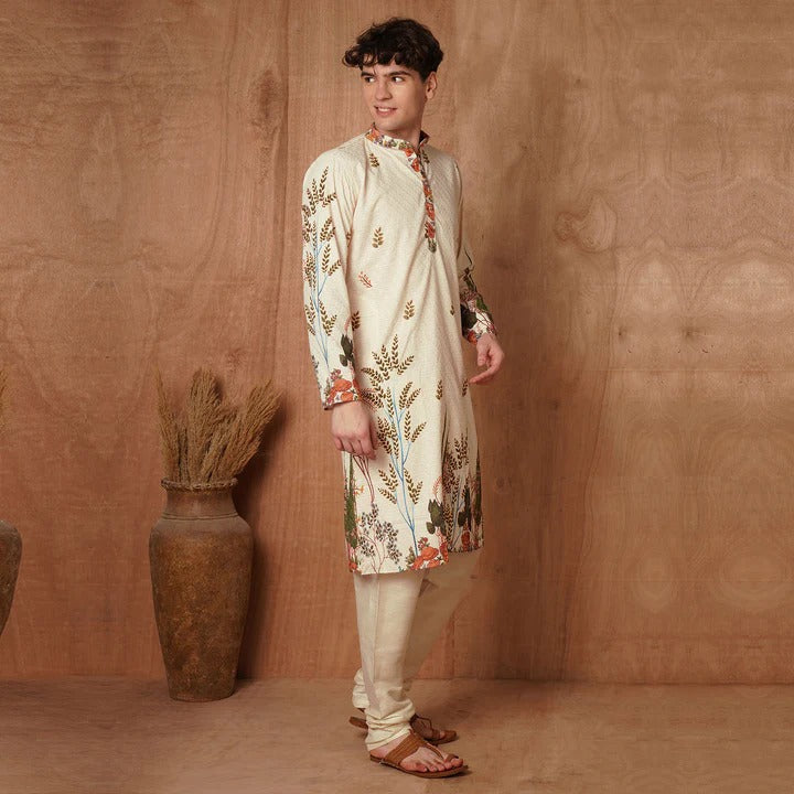 Timeless Ivory Kurta with Nature-Inspired Detailing 🌸