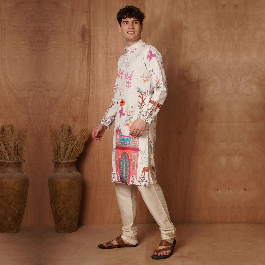 Nature-Inspired Elegance in Ivory Kurta 🌿