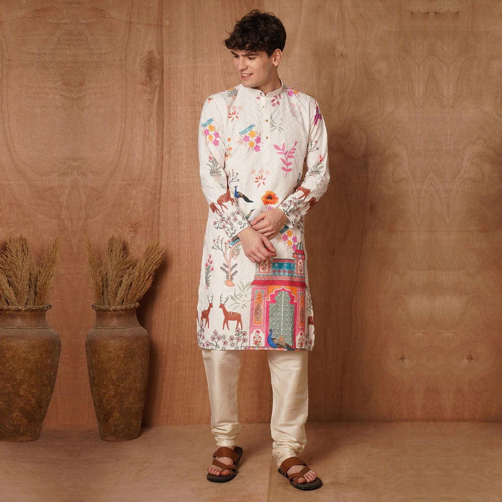 Nature-Inspired Elegance in Ivory Kurta 🌿