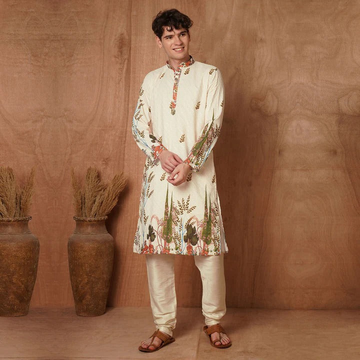 Timeless Ivory Kurta with Nature-Inspired Detailing 🌸